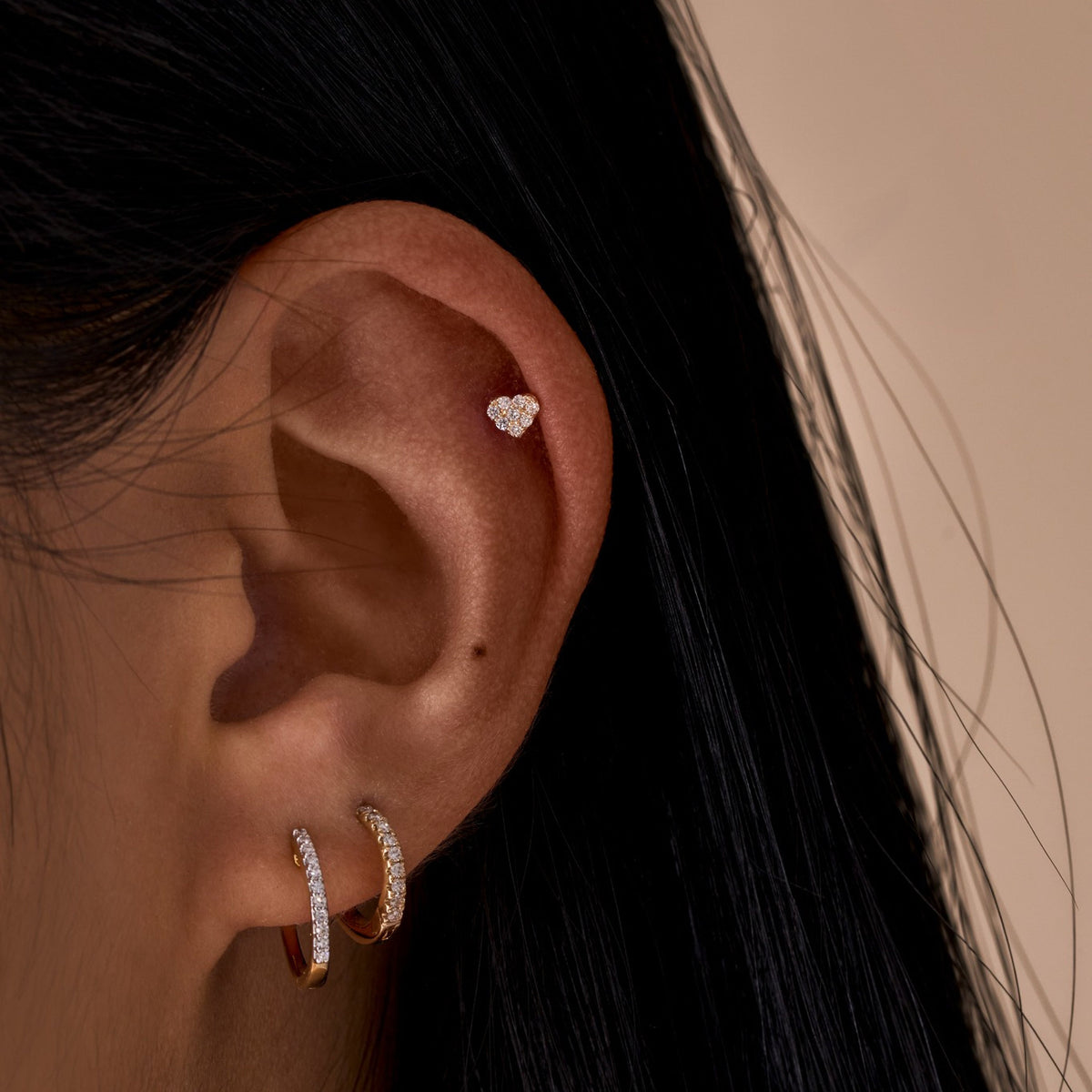 Lab Diamond Heart Flat Back Single Stud Earring