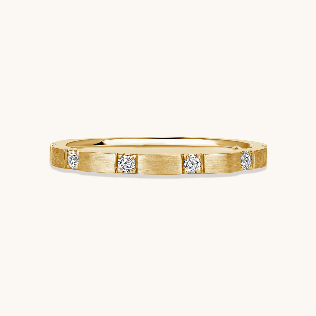 Thin Brushed Diamond Band