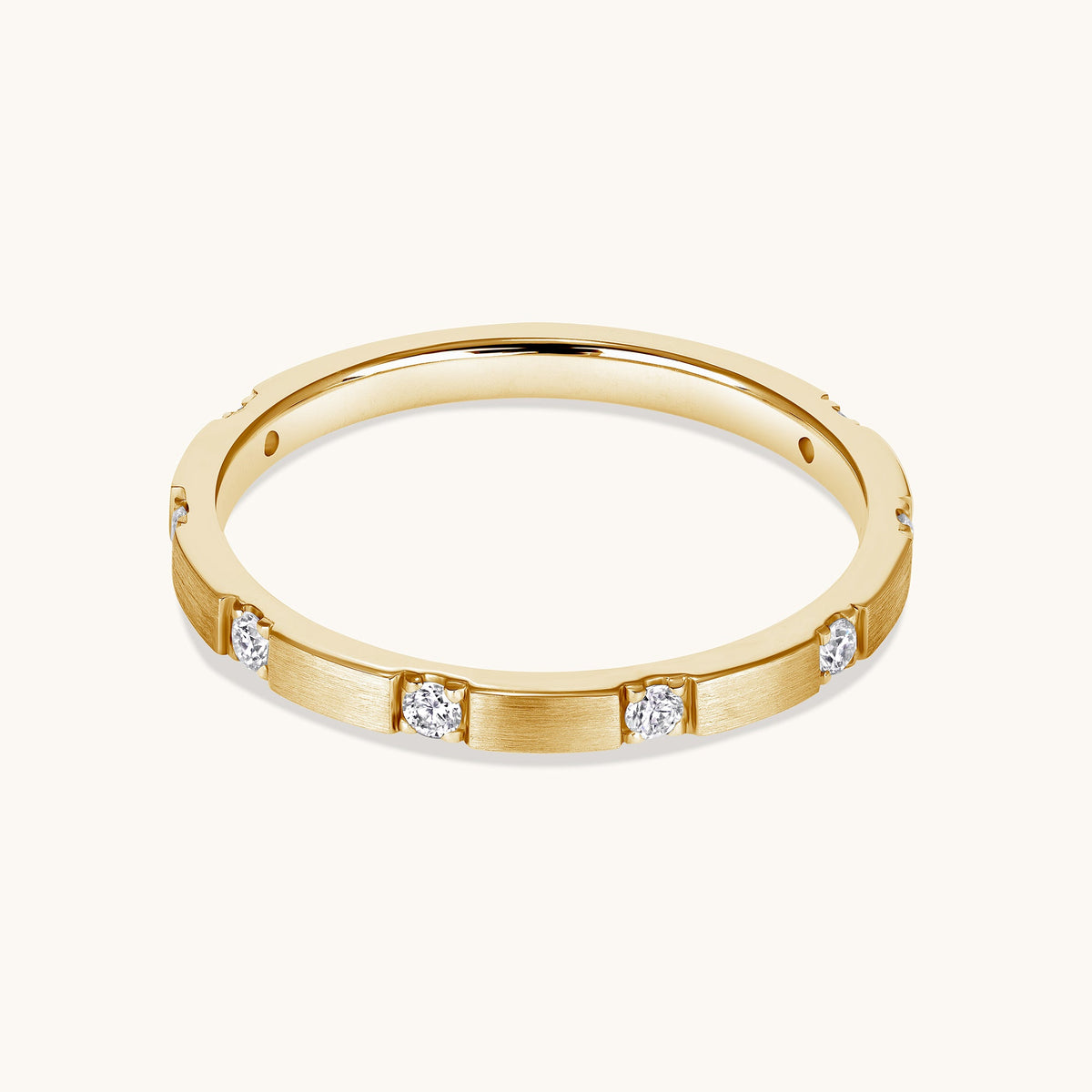 Thin Brushed Diamond Band