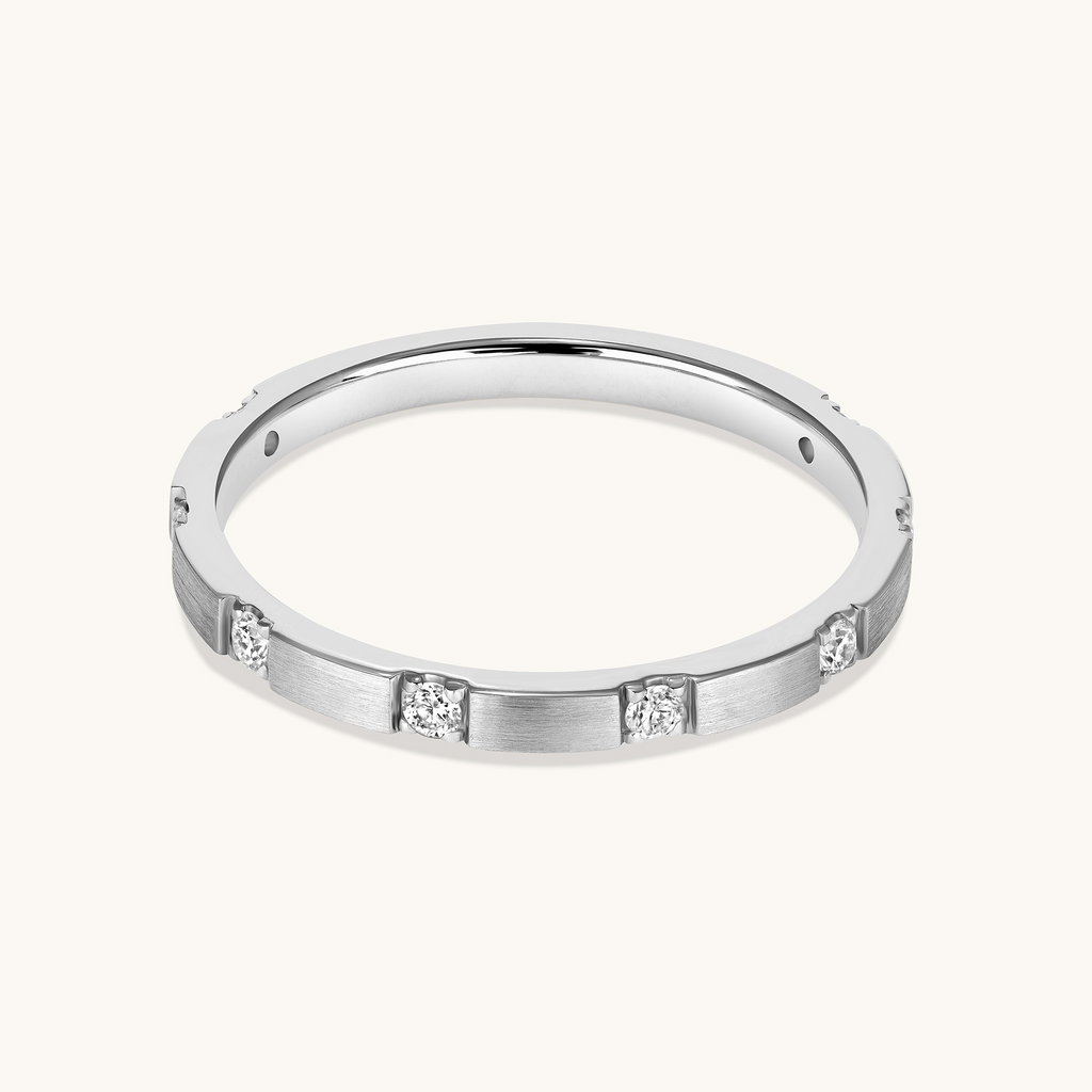 Thin Brushed Diamond Band