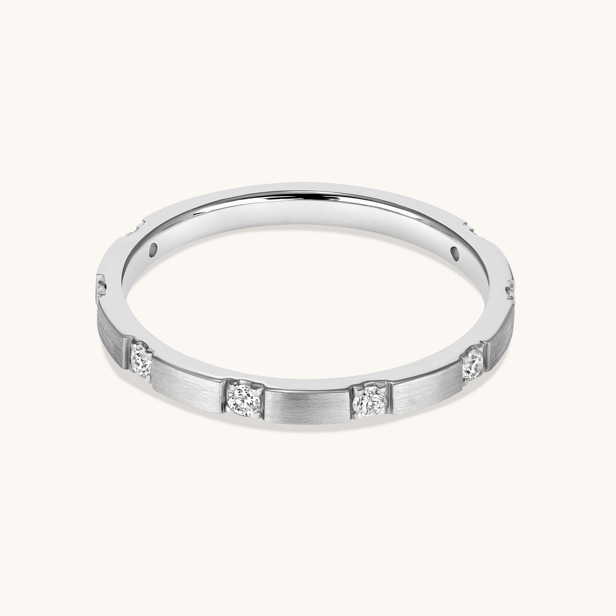 Thin Brushed Diamond Band