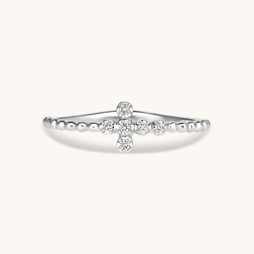Mini Diamond Bubble Cross Ring