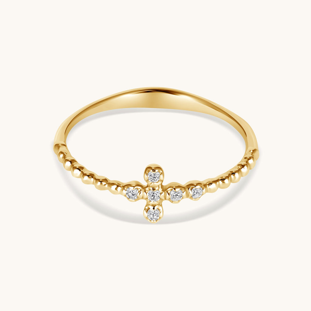 Mini Diamond Bubble Cross Ring