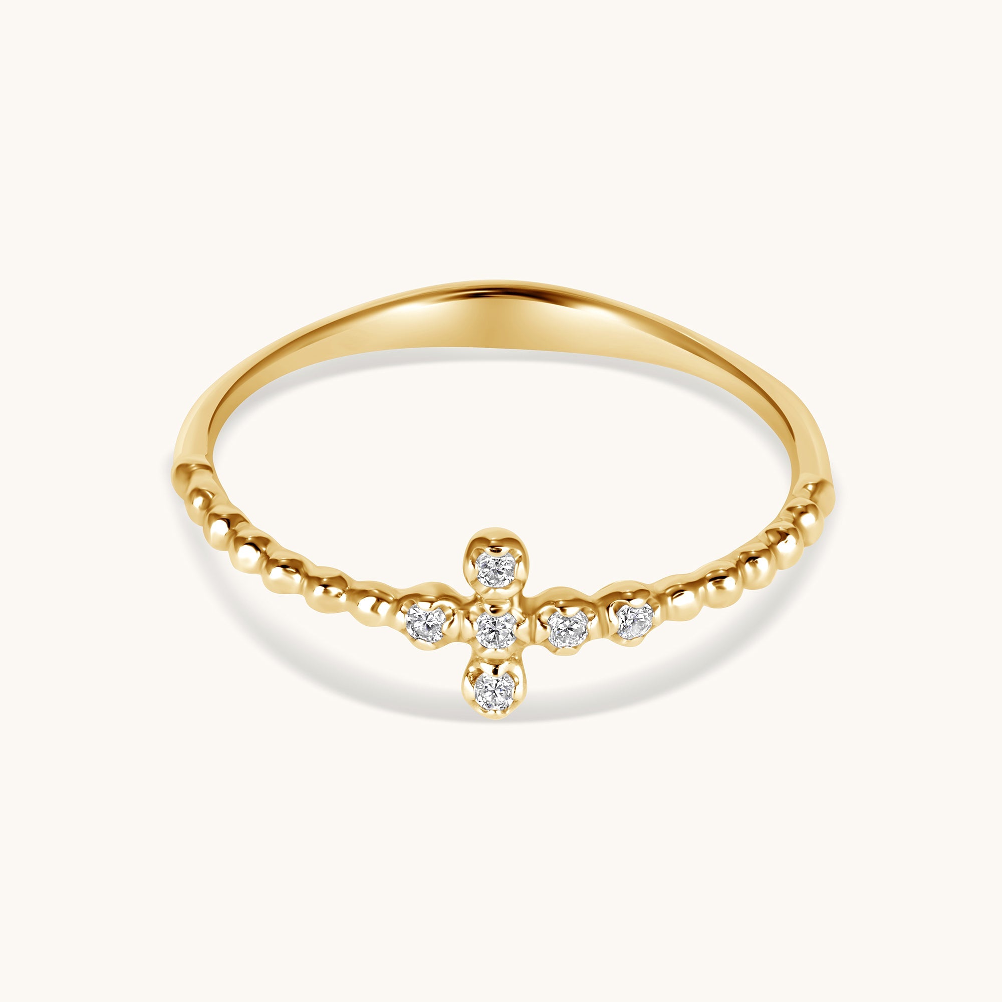 Mini Diamond Bubble Cross Ring