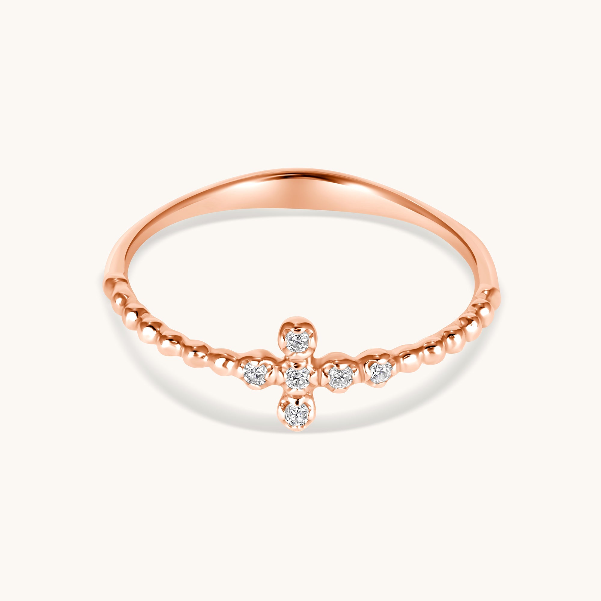 Mini Diamond Bubble Cross Ring