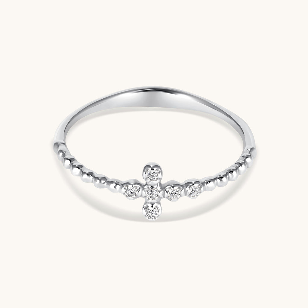 Mini Diamond Bubble Cross Ring