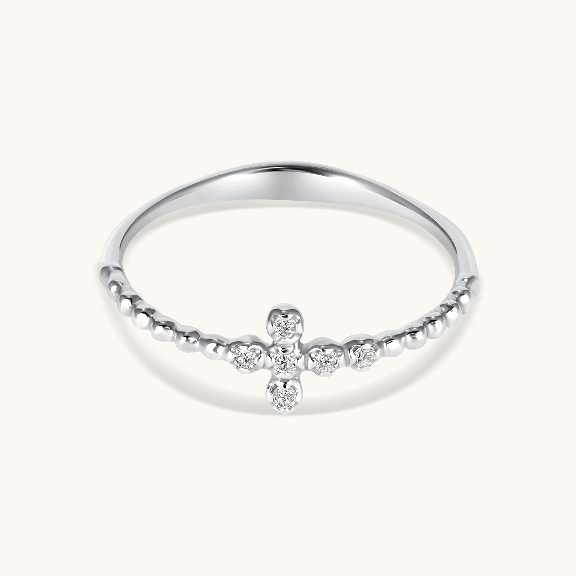 Mini Diamond Bubble Cross Ring
