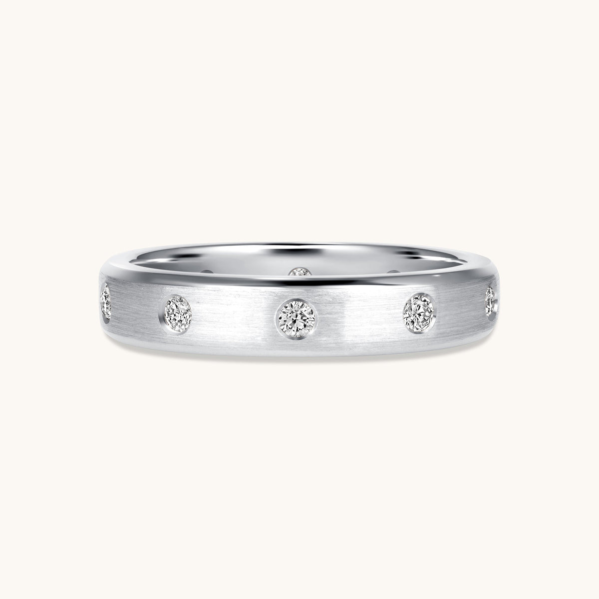 Brushed Inlay Diamond Band - Happy Jewelers Fine Jewelry Lifetime Warranty