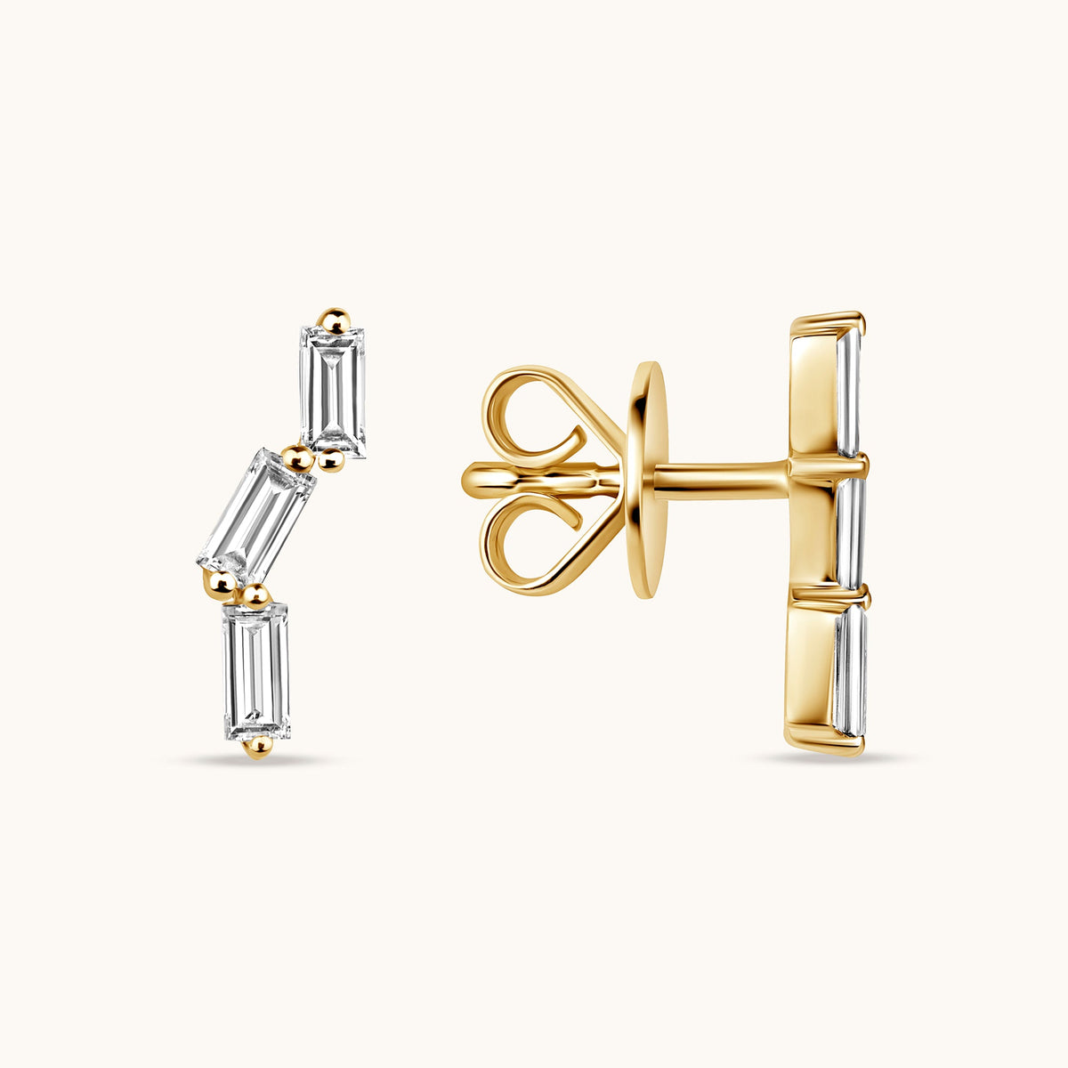The Ella Baguette Diamond Stud Earrings - Happy Jewelers Fine Jewelry Lifetime Warranty