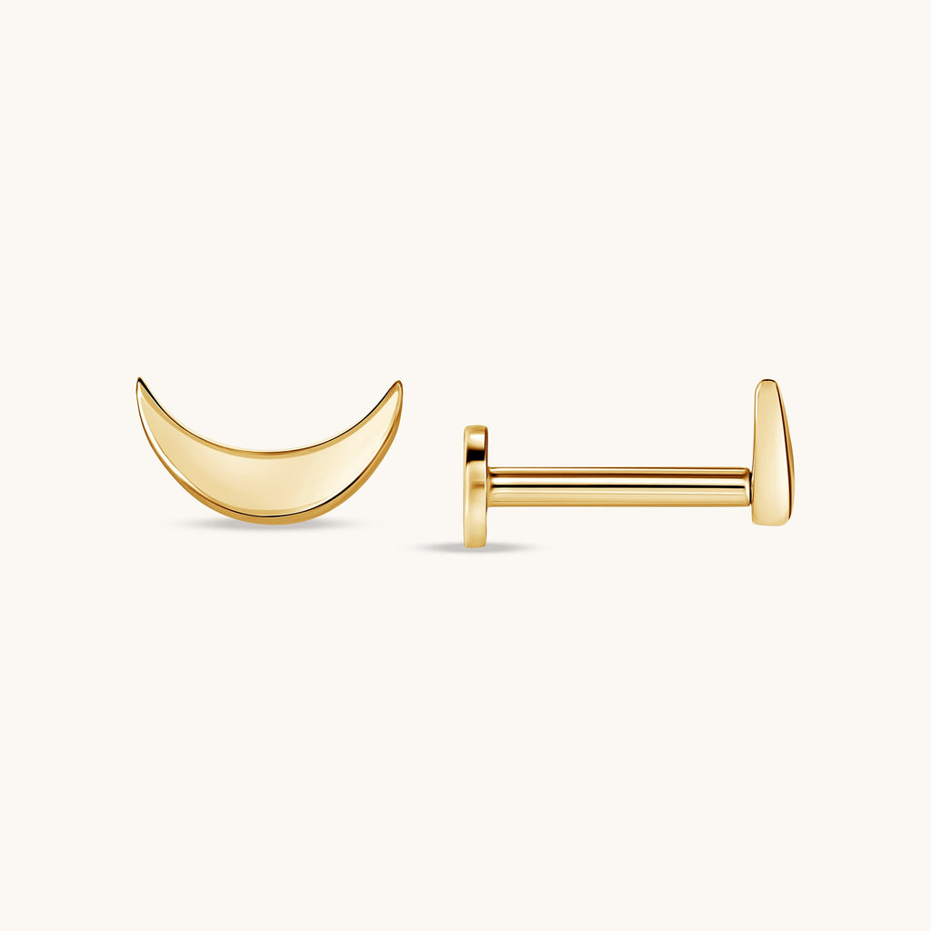 Moon Flat Back Single Stud Earring - Happy Jewelers Fine Jewelry Lifetime Warranty
