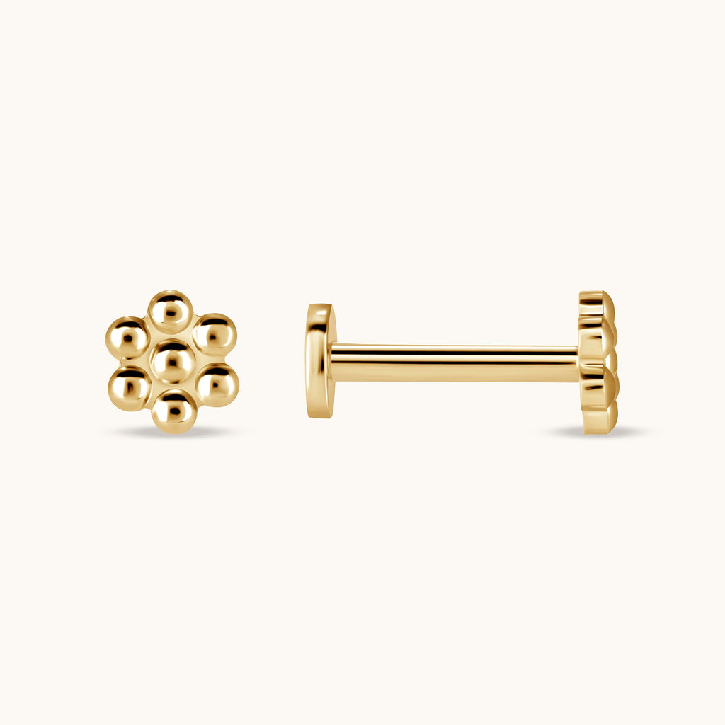 Flower Flat Back Single Stud Earring - Happy Jewelers Fine Jewelry Lifetime Warranty