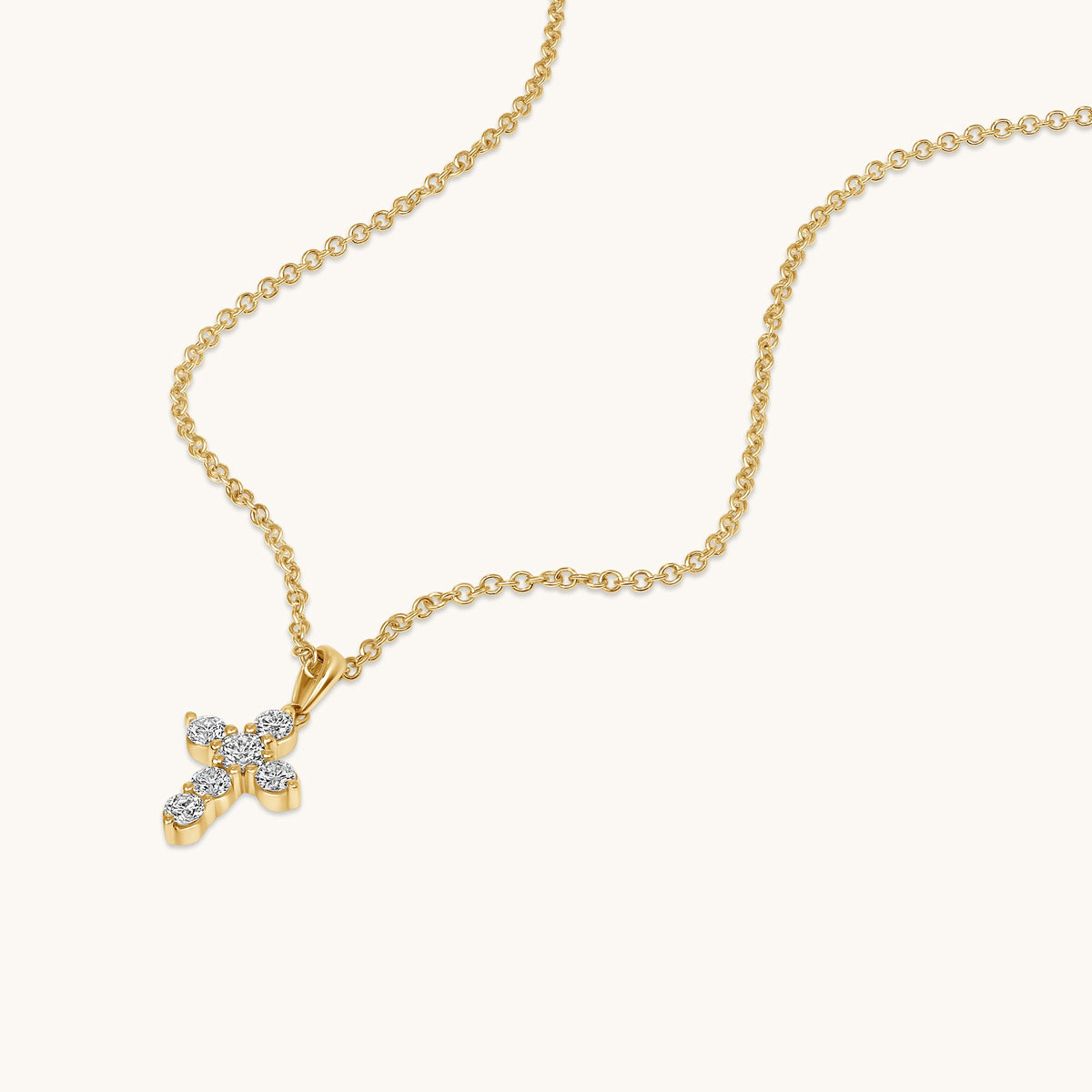 6 Stone Diamond Cross Necklace