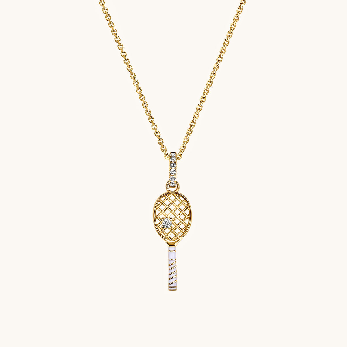 Diamond Tennis Racket Pendant Necklace - Happy Jewelers Fine Jewelry Lifetime Warranty