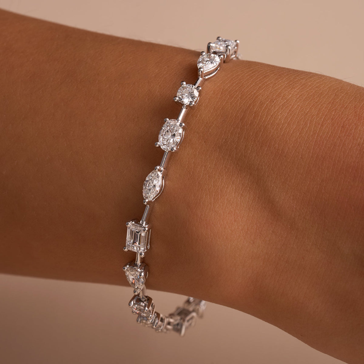 Lab Multi East West Diamond Spaced Tennis Bracelet