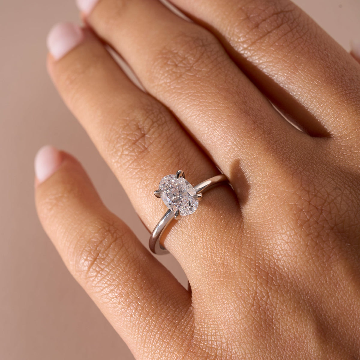1.30 Oval Natural Diamond Engagement Ring with Solitaire Band