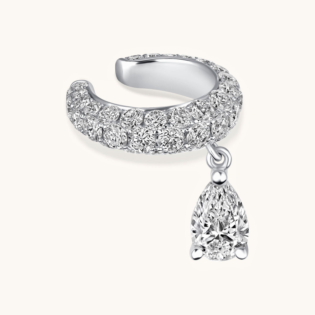 Dangling Pear Diamond Ear Cuff - Happy Jewelers Fine Jewelry Lifetime Warranty