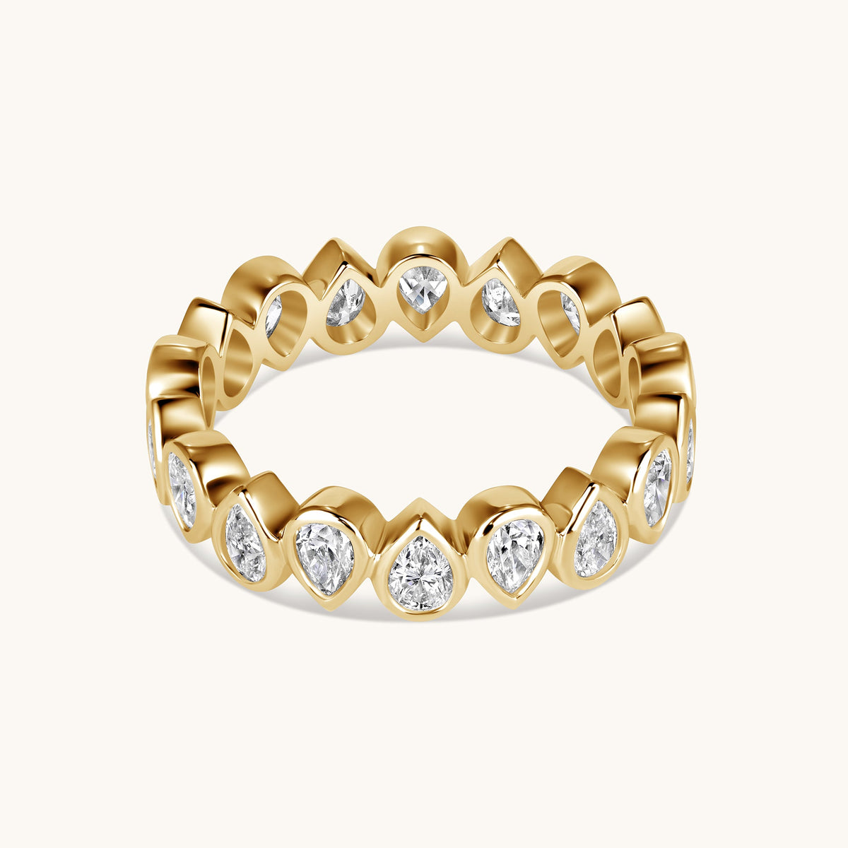 Alternating Pear Lab Diamond Bezel Eternity Band