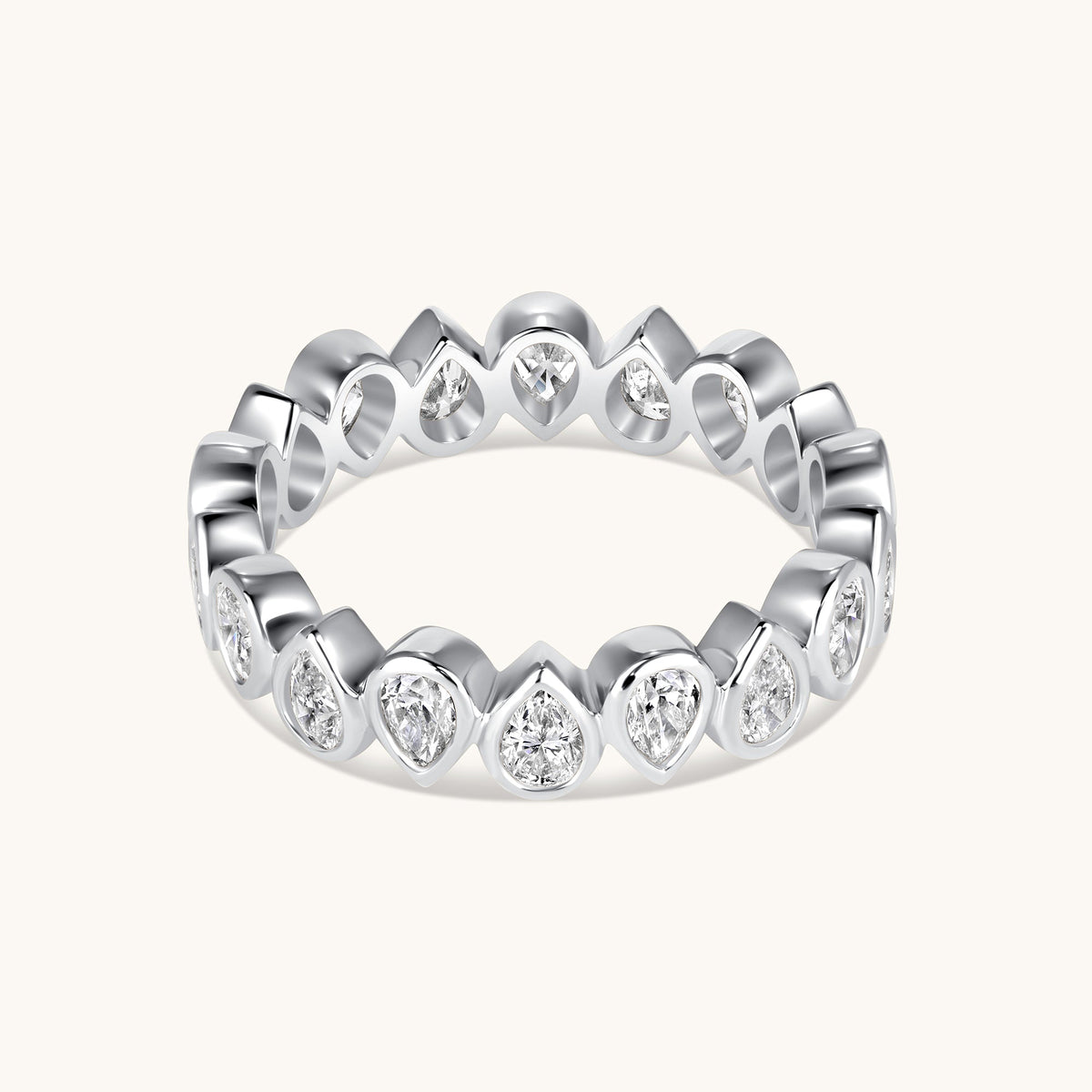 Alternating Pear Lab Diamond Bezel Eternity Band