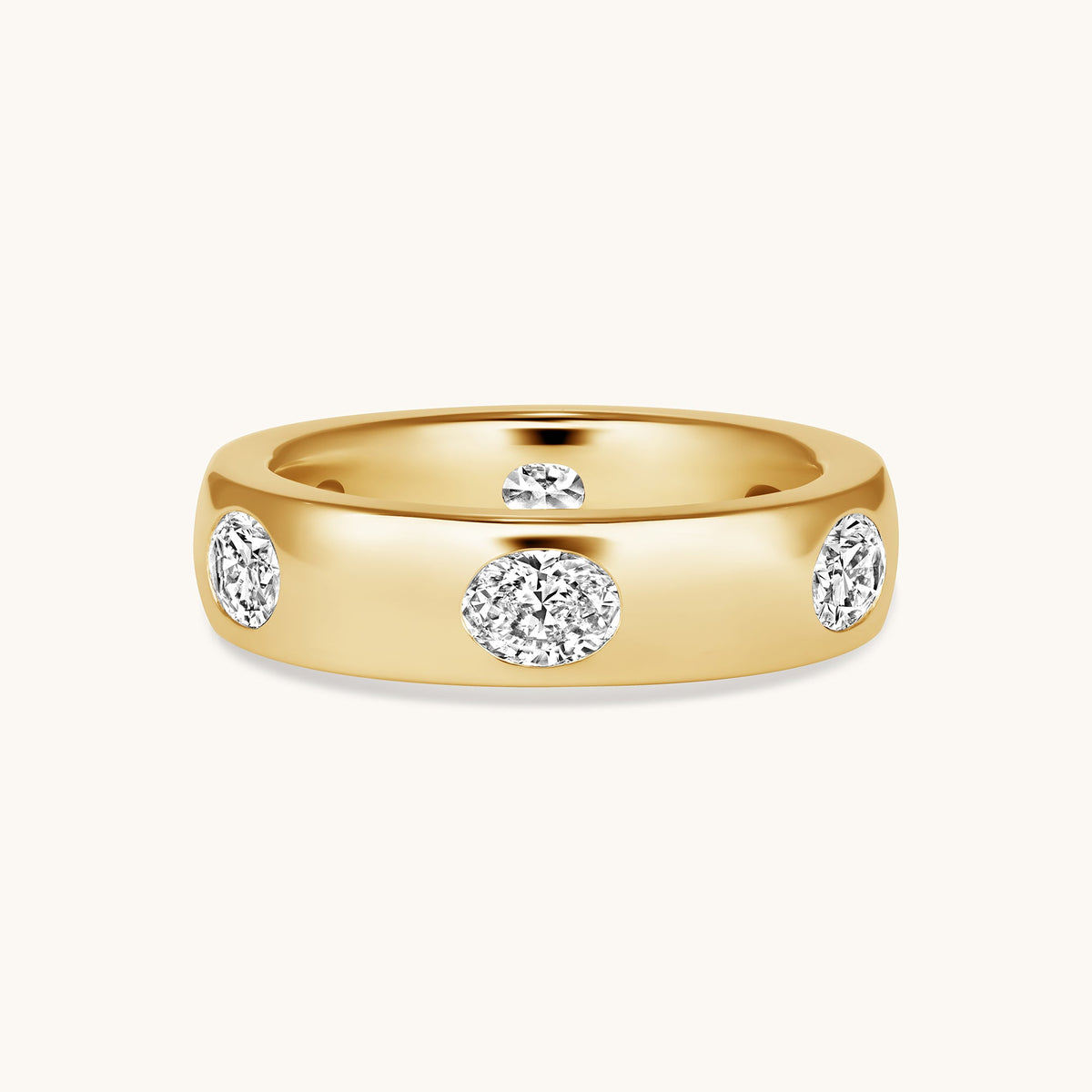 Diamond Oval Inlay Band - Happy Jewelers Fine Jewelry Lifetime Warranty