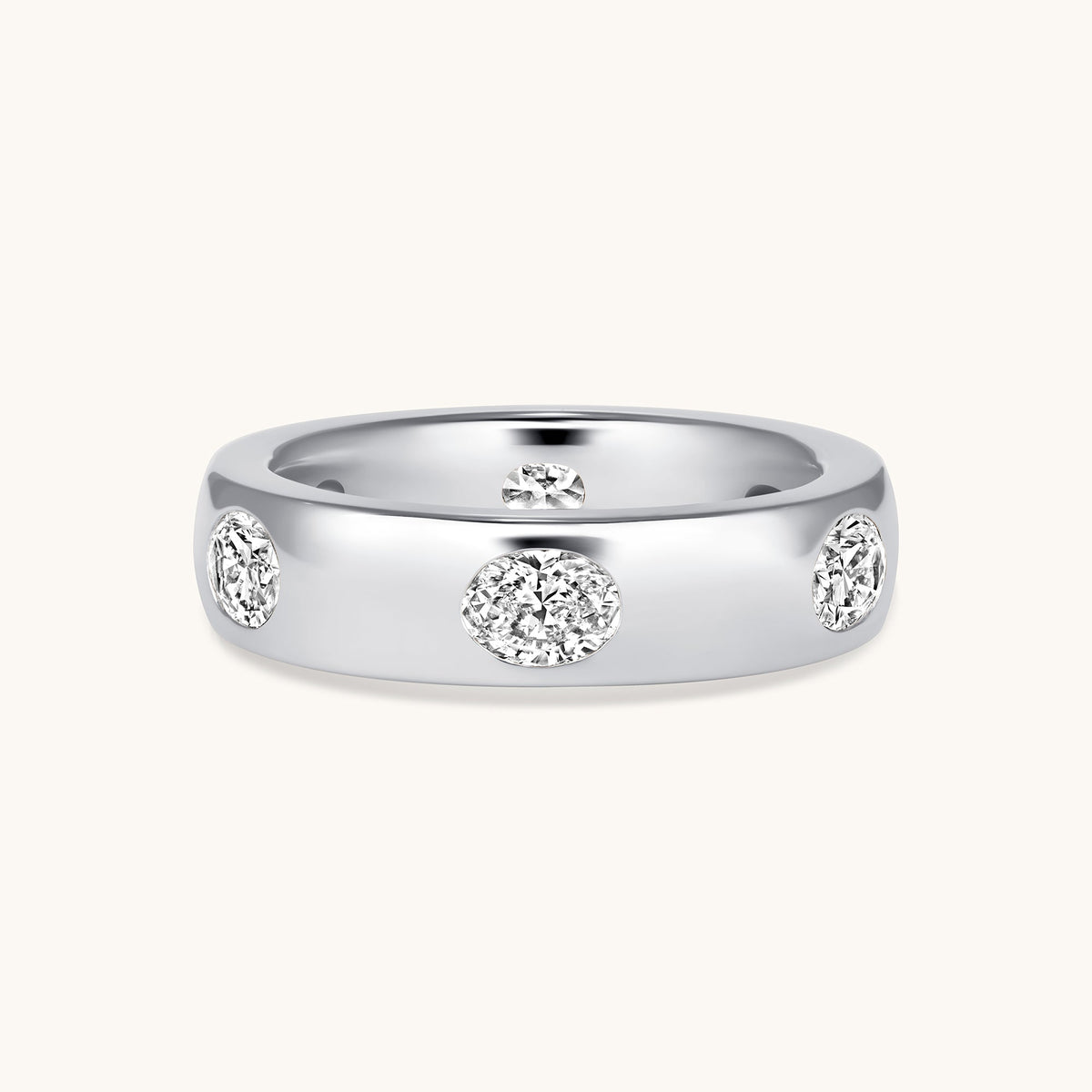 Diamond Oval Inlay Band - Happy Jewelers Fine Jewelry Lifetime Warranty