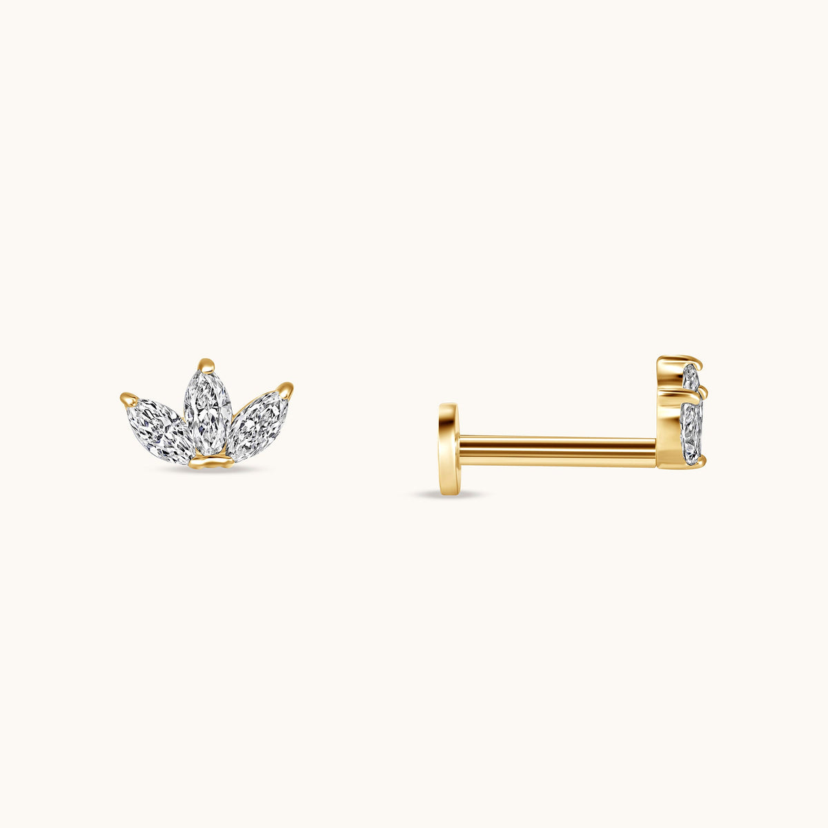 Lab Diamond Crown Flat Back Single Stud Earring - Happy Jewelers Fine Jewelry Lifetime Warranty