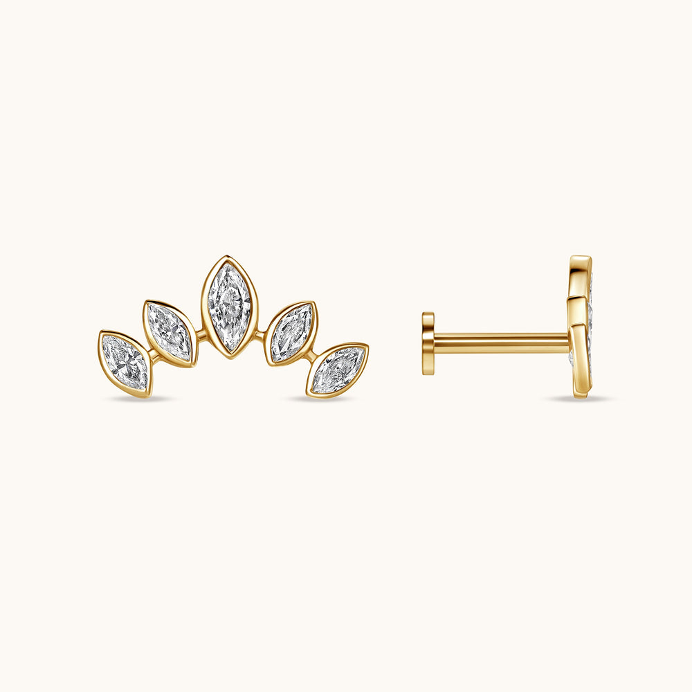 Lab Diamond Climber Flat Back Single Stud Earring
