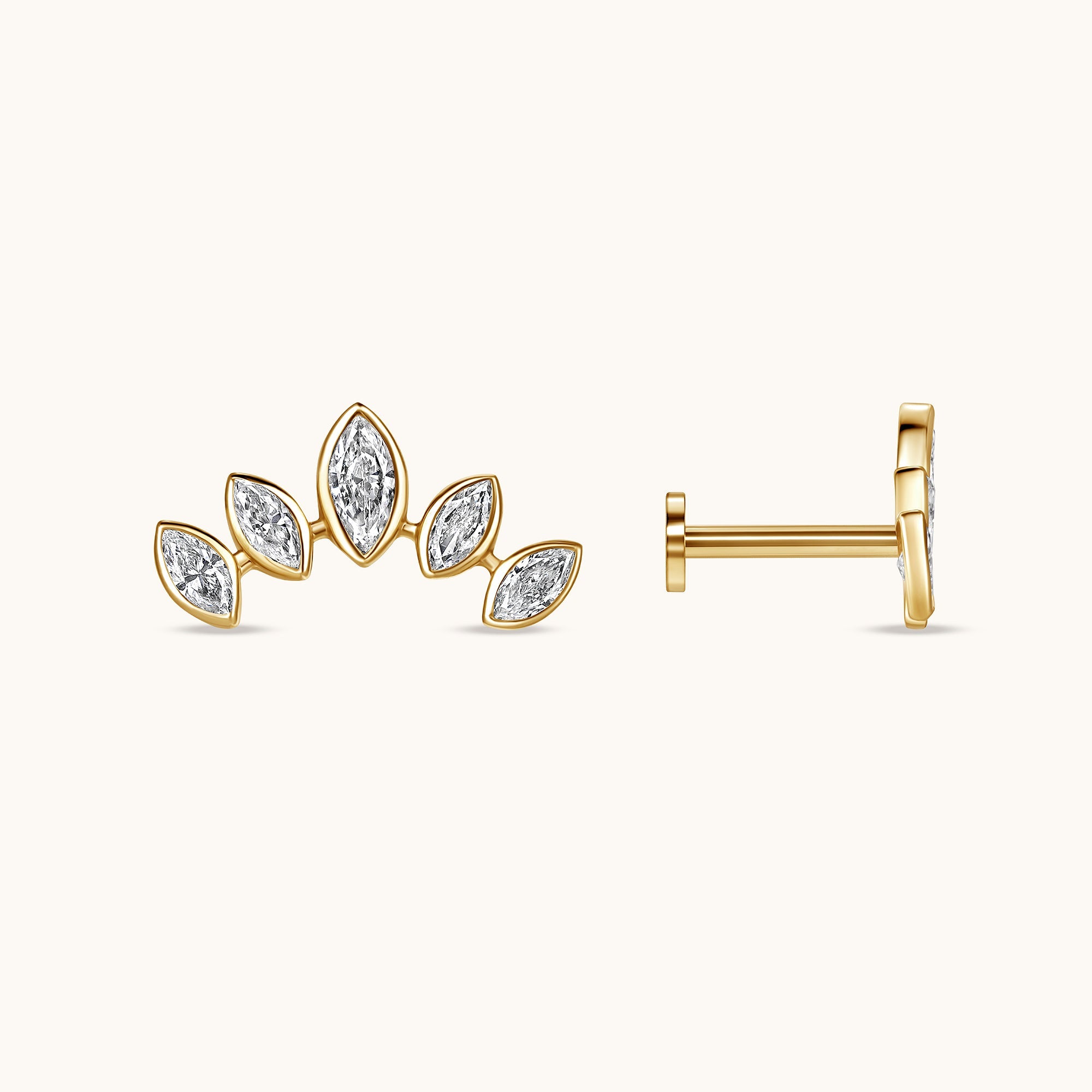 Lab Diamond Climber Flat Back Single Stud Earring
