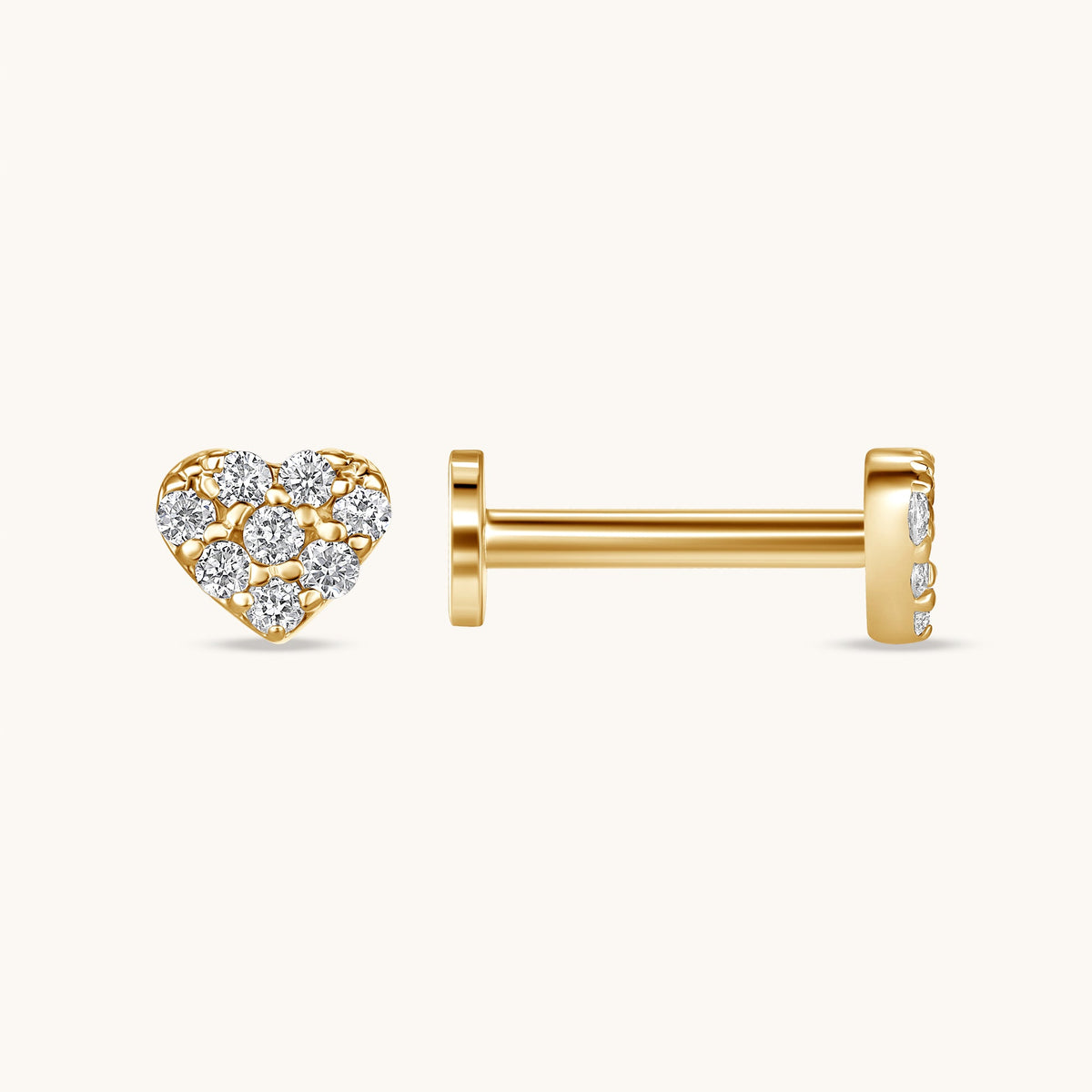 Lab Diamond Heart Flat Back Single Stud Earring - Happy Jewelers Fine Jewelry Lifetime Warranty