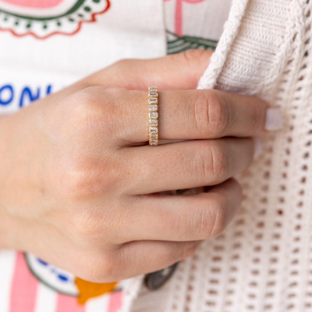 Radiant Diamond Bezel Eternity Band