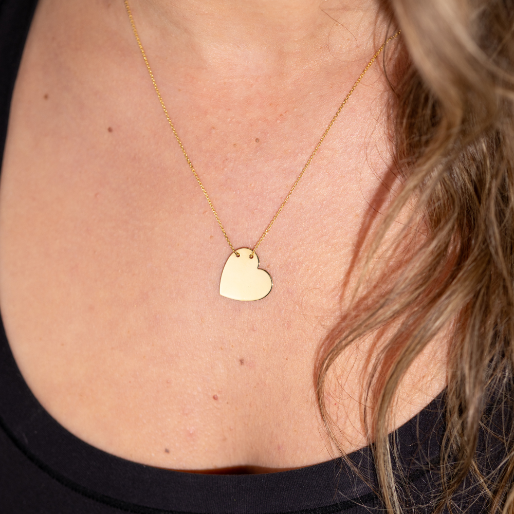 Engravable Large Slanted Heart Pendant