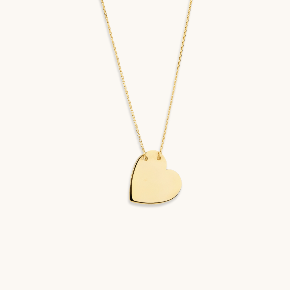 Engravable Large Slanted Heart Pendant