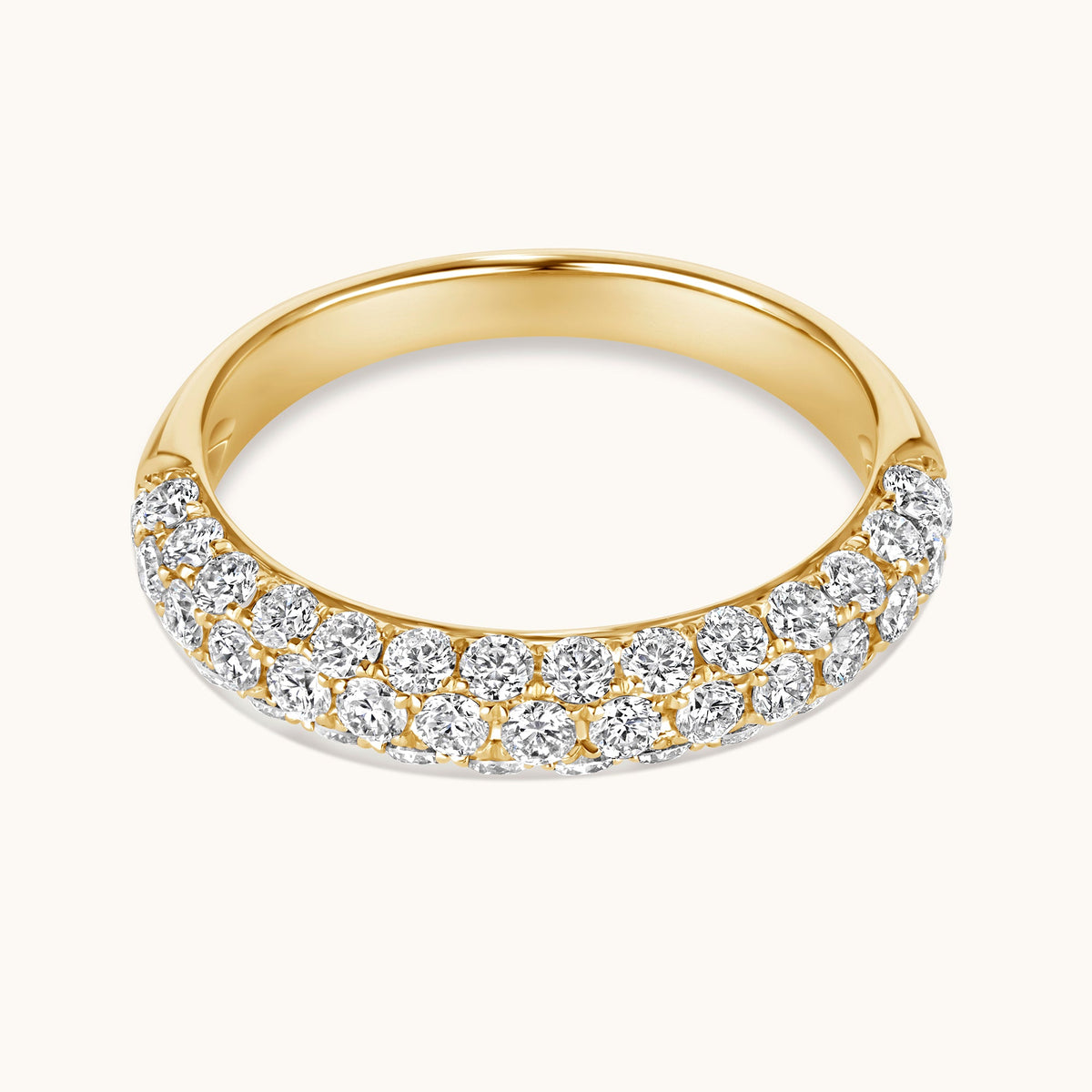 Three Row Pave Diamond Halfway Band