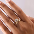 Pear Double Motion Solid and Diamond Ring