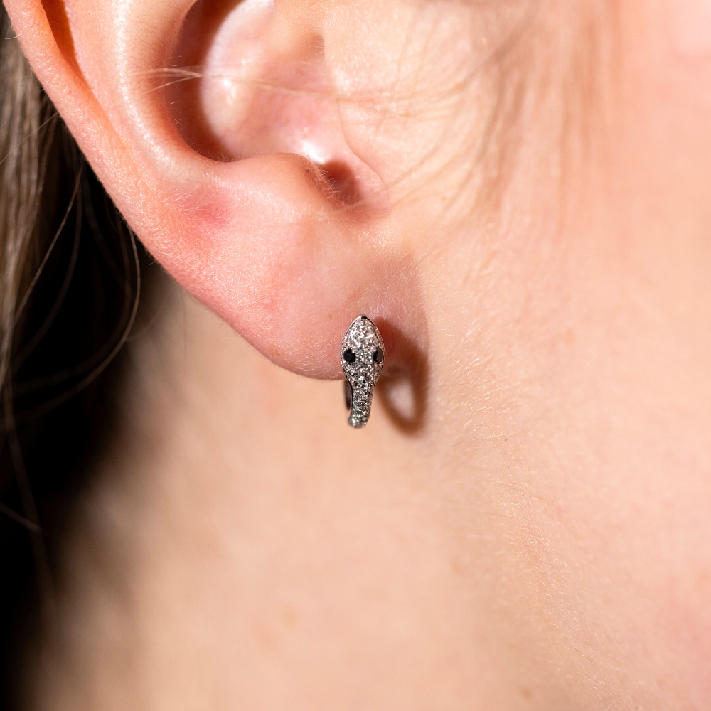 Diamond Snake Huggie Earrings