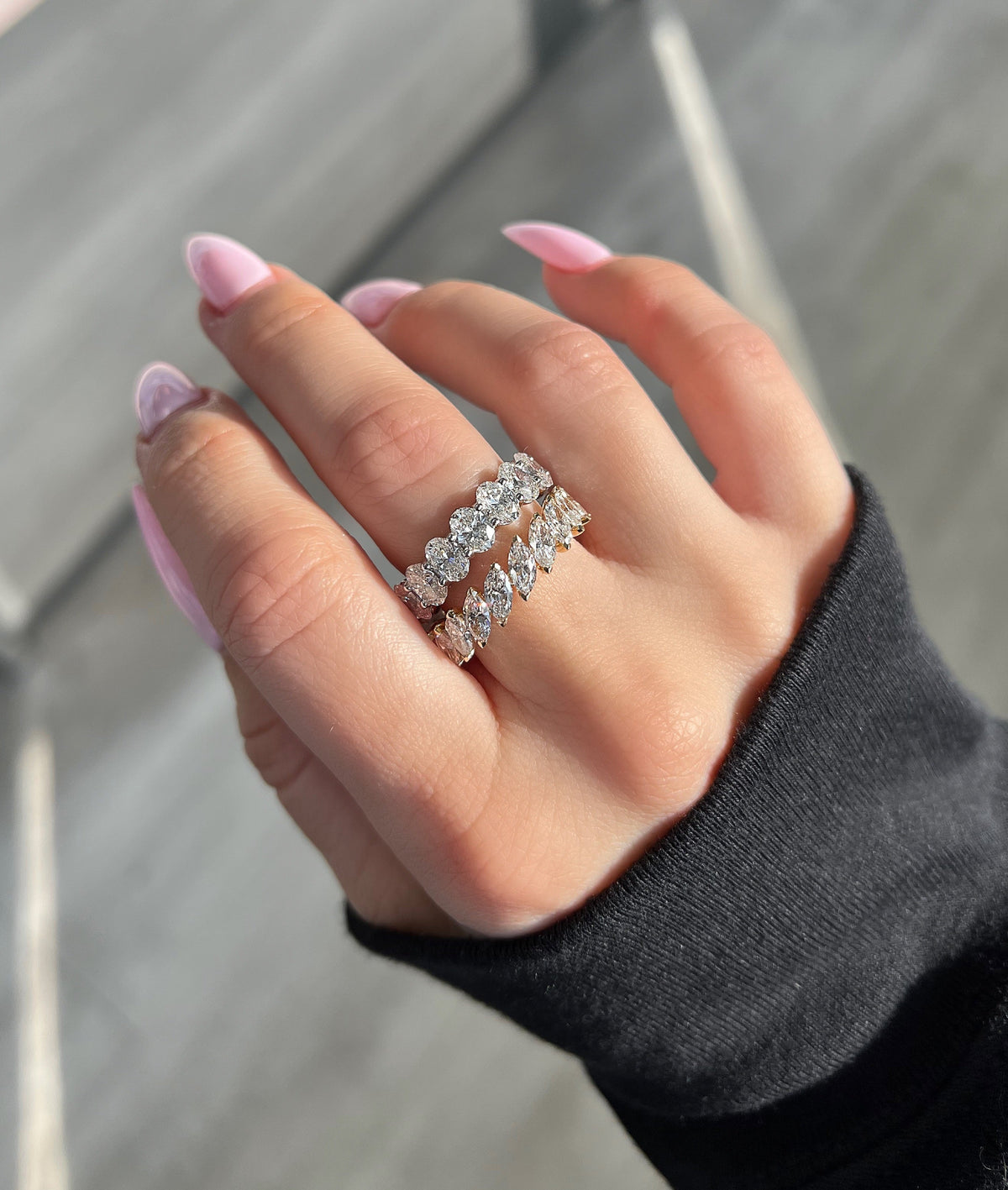 Diagonal Diamond Marquise Band