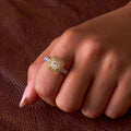 Two Tone Round Diamond with Radiant Cut Fancy Yellow Center Ring