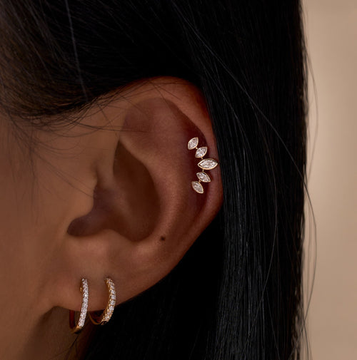 Lab Diamond Climber Flat Back Single Stud Earring