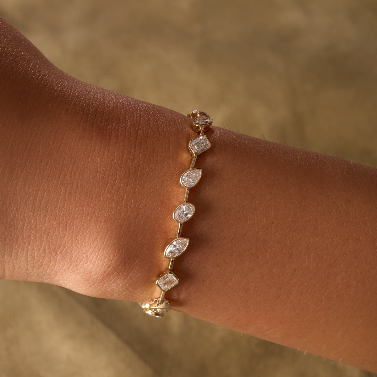 Slanted Multi Shape Lab Diamond Tennis Bracelet