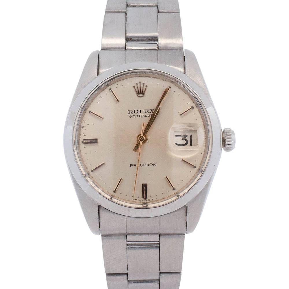 Rolex Oysterdate 34mm Silver Dial Watch Ref# 6694