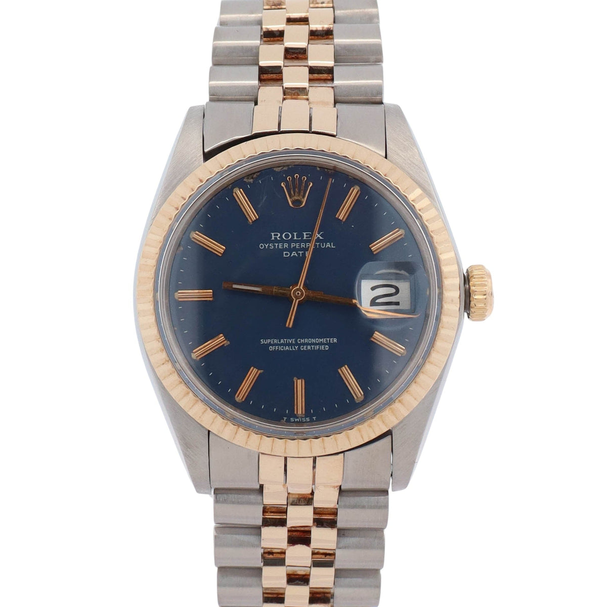 Rolex Oyster Perpetual Date 34mm Blue Dial Watch Ref# 1501