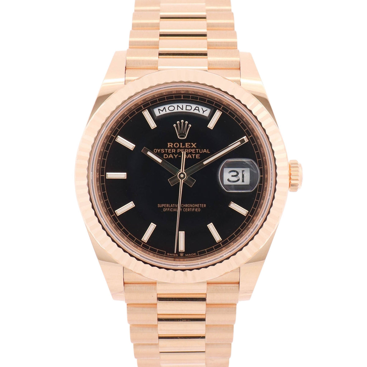 Rolex Day-Date 40mm Black Dial Watch Ref# 228238