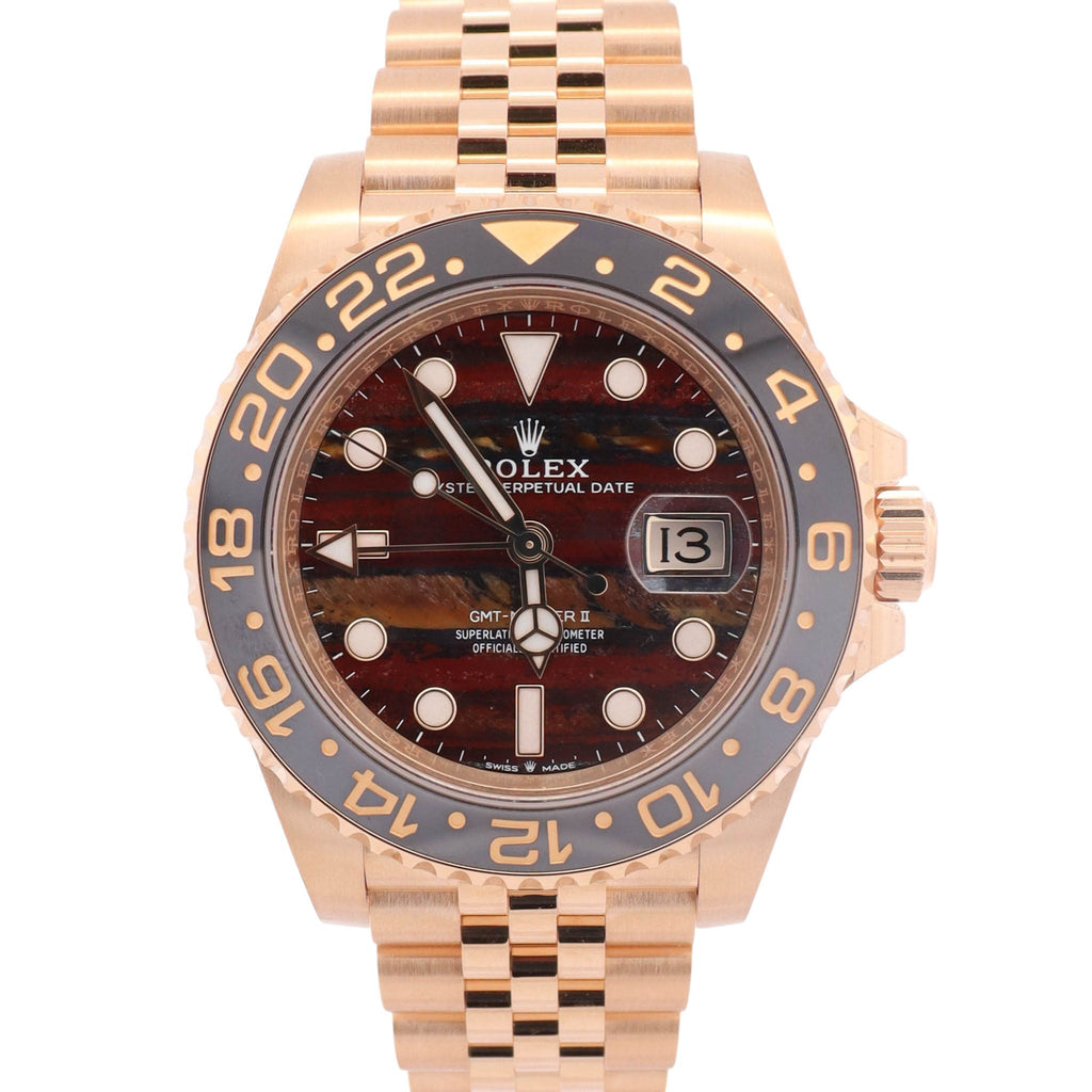 Rolex GMT Master II "Tiger Iron" 40mm Tiger Iron Stone Dial Watch Ref# 126718GRNR