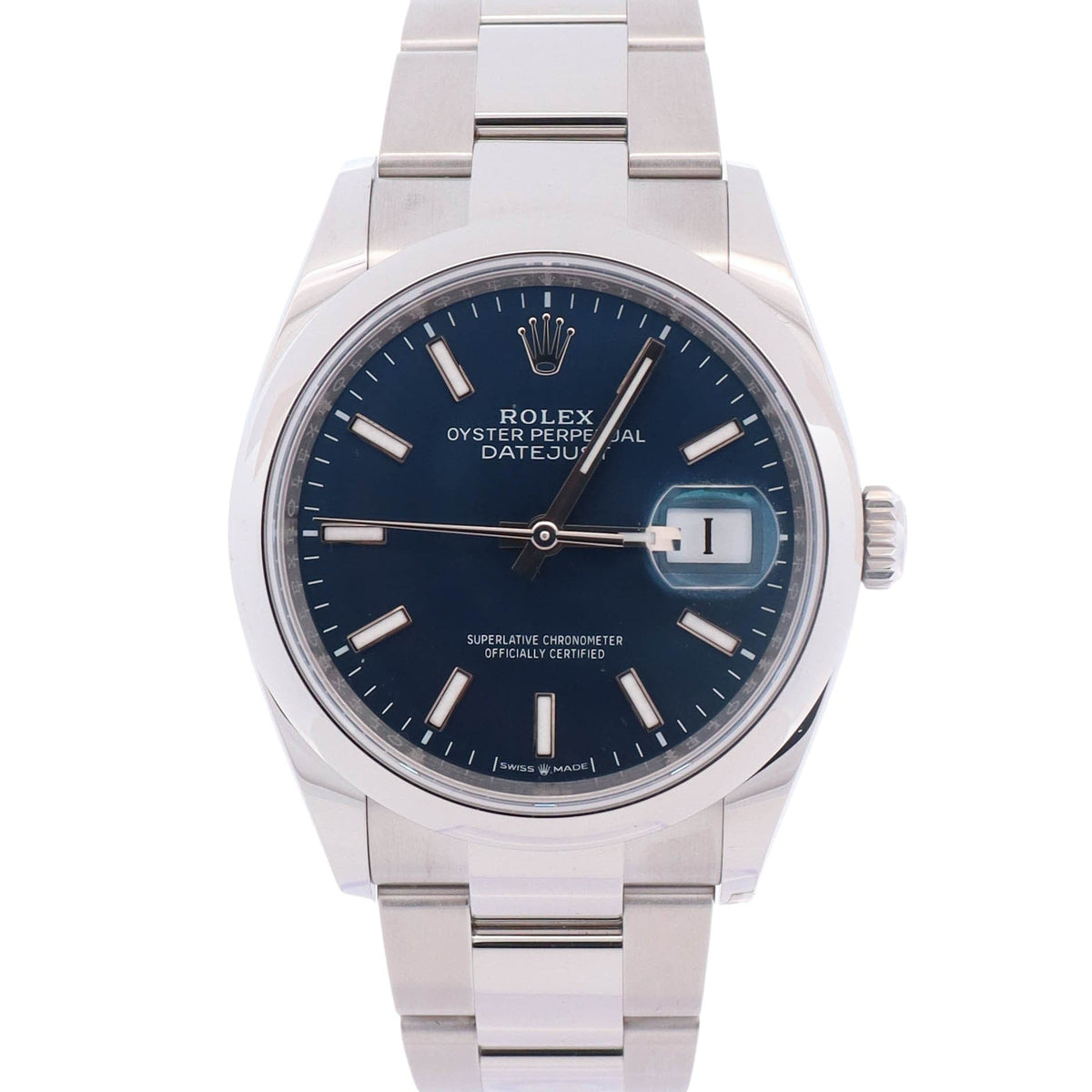 Rolex Datejust 36mm Blue Stick Dial Watch Ref# 126200