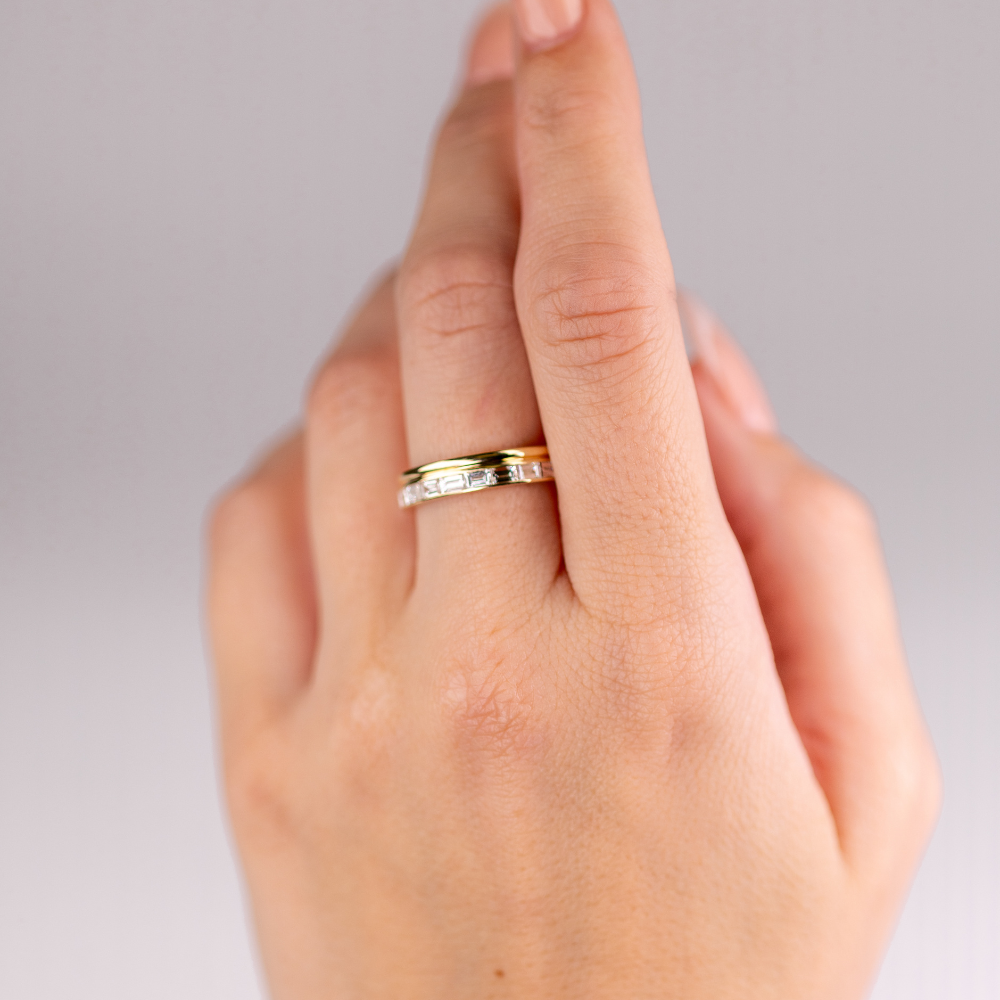 Baguette Lab Diamond and Gold Double Eternity Band