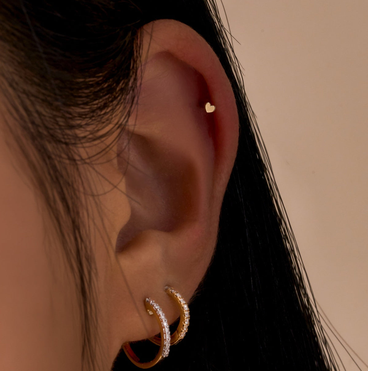 Heart Flat Back Single Stud Earring