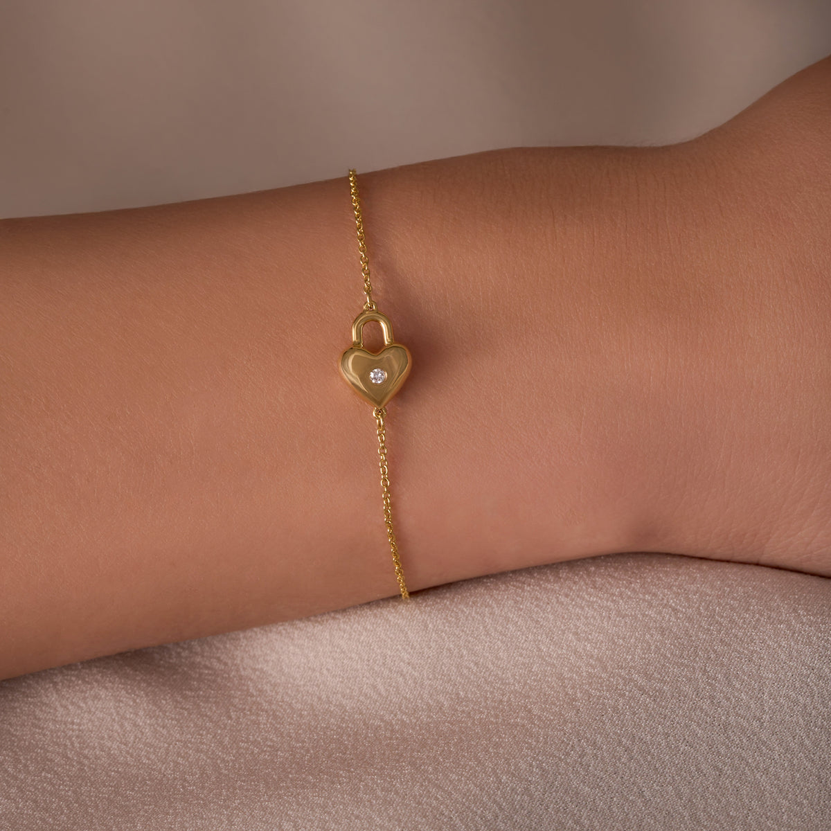 Diamond Bubble Heart Lock Bracelet
