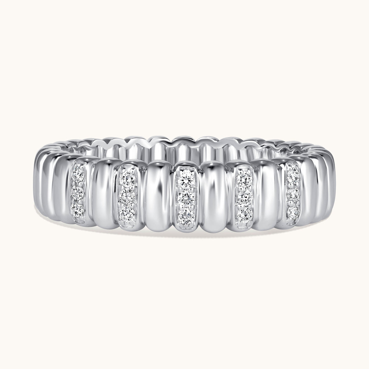 Alternating Diamond Ribbed Halfway Band - Happy Jewelers Fine Jewelry Lifetime Warranty