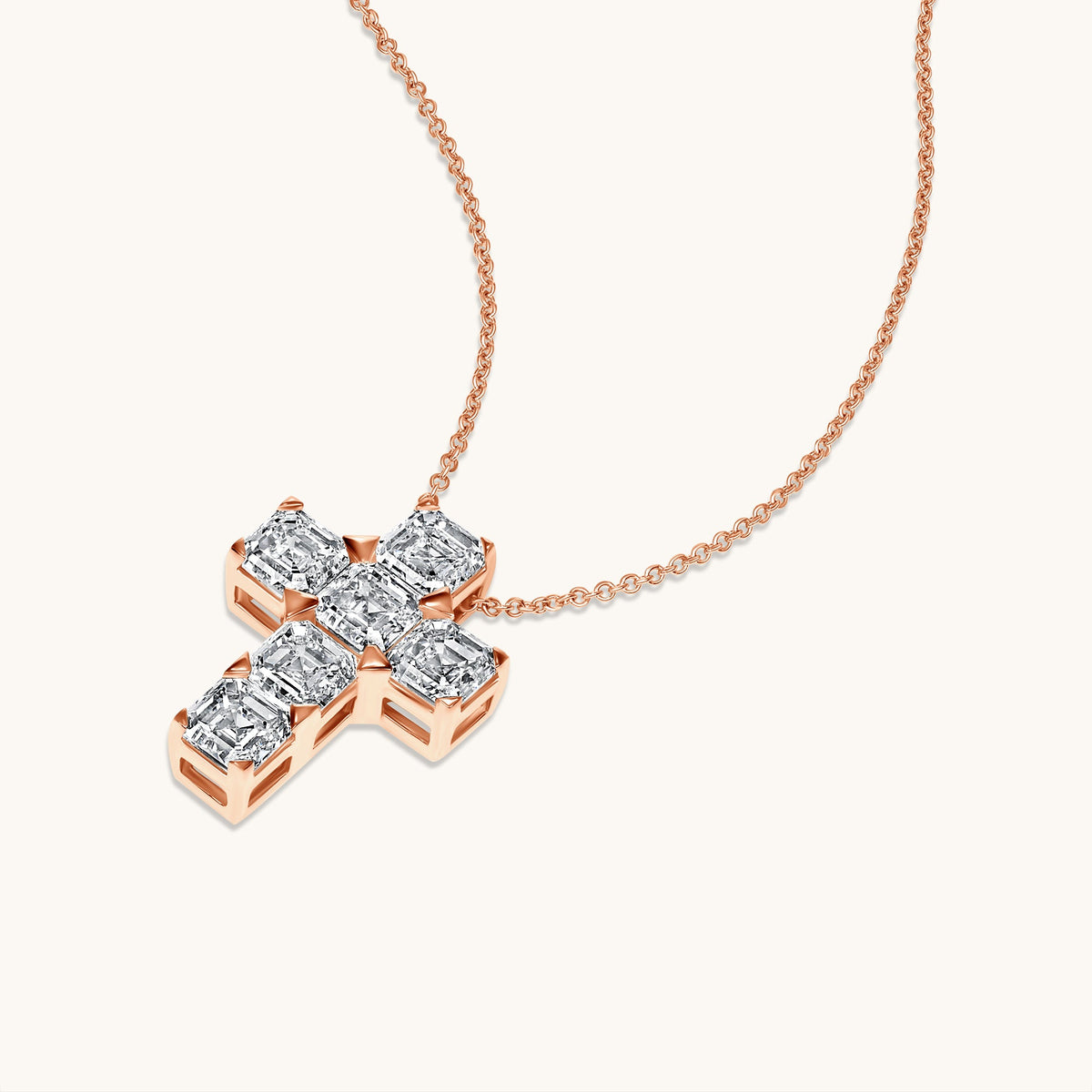 Asscher Lab Diamond Cross Pendant