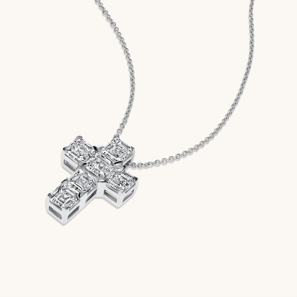 Asscher Lab Diamond Cross Pendant