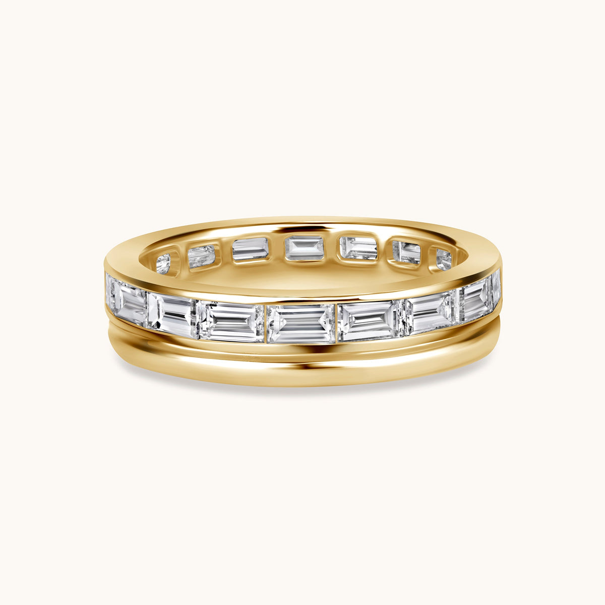 Baguette Lab Diamond and Gold Double Eternity Band